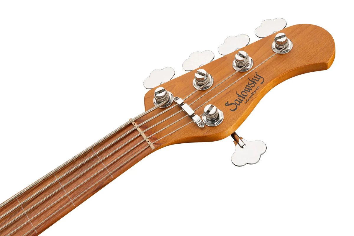 Sadowsky MetroExpress 21-Fret Vintage J/J Bass, Morado Fingerboard, 5-String, Fretless With Lines - Tobacco Sunburst Transparent High Polish